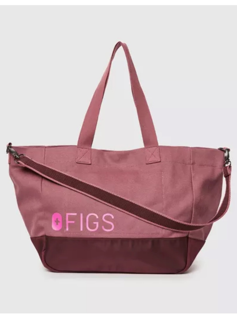 Figs Mauve and Burgundy Two-Tone Tote with Adjustable Strap